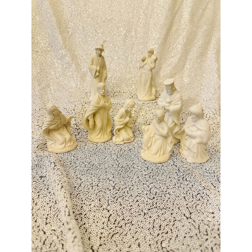 Vintage  Chalkware Nativity Figurines 8 Replacement Christmas  Craft 5"-7"